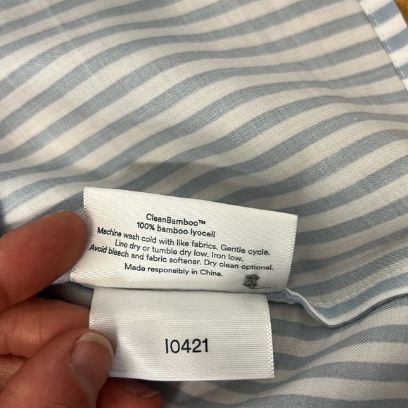 NEW Ettitude Bamboo Sateen PJ Shirt Long Sleeve Starlight Blue Striped Small - Picture 8 of 9